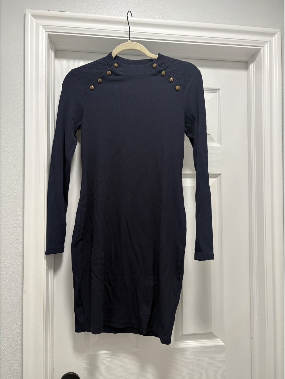 H&M Navy Blue Long Sleeve Bodycon Dress Medium